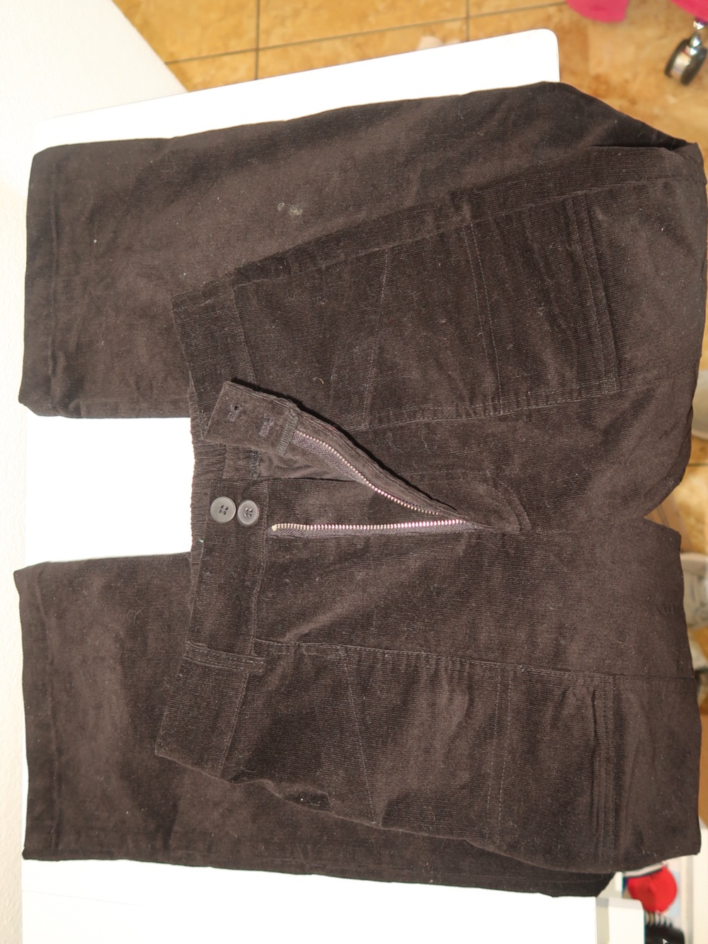 women Dark Brown Corduroy Pants